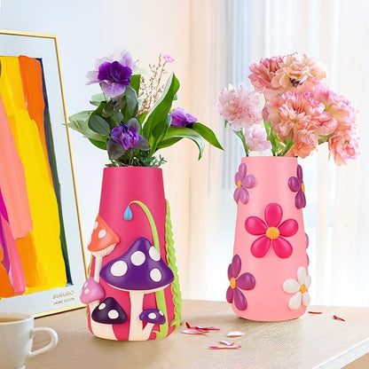 GUGUGO Mushrooms Vase for Flower, 8 Inch Tall Rainbow Funky Mushroom Decor, Unique Vases for Flowers, Cute Room Decor Aesthetic (B)