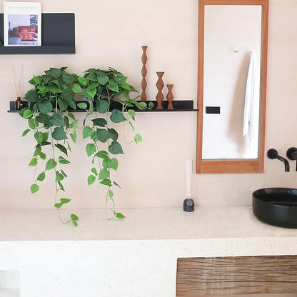 alyptus Fake Pothos Hanging Plants – 33" Set of 2 Faux Ivy Vines with Pots, Realistic Silk Devil’s Ivy for Indoor Décor, Low Maintenance Artificial Greenery for Home or Office (Green)