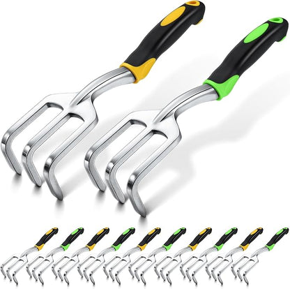12 Pcs Hand Rake Garden Tool Mini Rake Heavy Duty Garden Cultivator 11 Inches Small Rake for Gardening Aluminum Alloy Hand Tiller with Soft TPR Handle for Digging Weeding Loosening Soil
