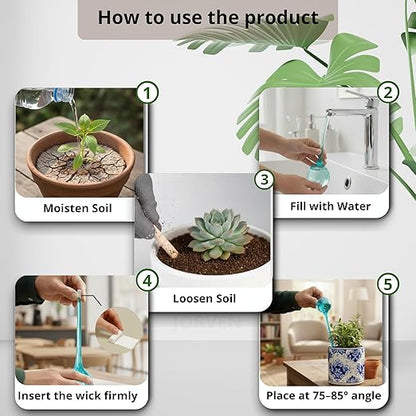 Premium Self Watering Globes, Set of 4 – XLarge 300 ml Automatic Hand-Blown Multicolored Glass Bulbs, Indoor/Outdoor Plant Waterer for Flower Pots & Garden Vacation Irrigation