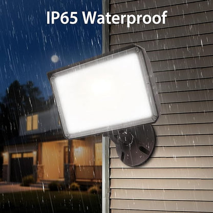 100W LED Flood Light Outdoor Knuckle, Switch Controlled Floodlight with Plate,5000K 14200Lm IP65 Waterproof Outdoor Security Lights for Yard Garden Garage,ETL Listed