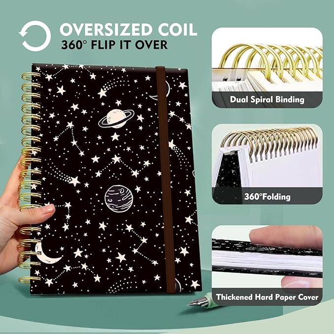 Cute Spiral Journal Notebook,Binding with Premium Paper for Girl Women,Cool Funny 120 Pages,100gsm A5 College Ruled NotebookJournal,Perfect for Gifts Nurse Teacher Women(Cute Star)