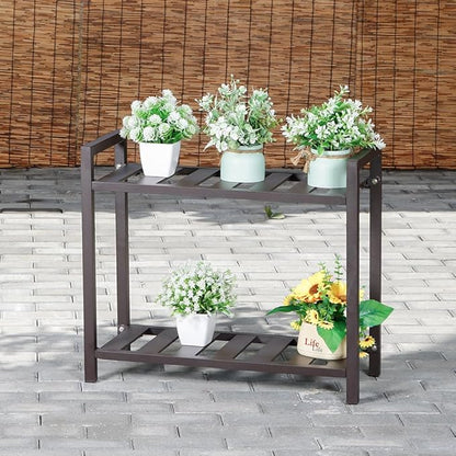 Versatile Indoor/Outdoor Plant Stand – High-Strength Aluminum with 300 LBS Load Capacity - Ideal Decor for Patios, Gardens, Living Rooms | L17.7 x W11.8 x H22 inches