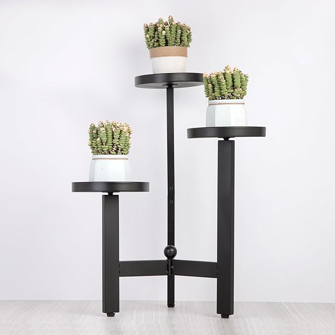 3 Tier Plant Stand - 25 Inch Iron Multi-Tiered Shelf for Indoor & Outdoor Greenery | Modern Space-Saving Display Rack for Flowers, Succulents, and Home Decor