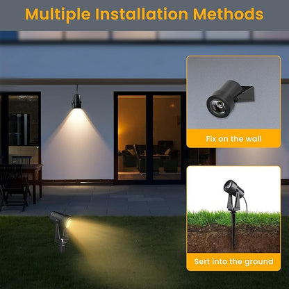 Low Voltage Landscape Lighting,10 Pack Outdoor LED Landscape Spotlights with Transformer 27V Garden Lights Pathway Lights IP65 Waterproof 3000K Warm White