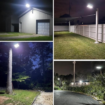 Solar Street Lights Outdoor, 6500K Solar Lights Outdoor Waterproof Dusk to Dawn, Security Flood Light with Motion Sensor and Remote for Yard, Garage, Driveway (5000W-(2 Pack))