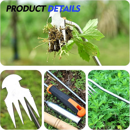Weed Puller Tool, Gardening Essentials,Yard Tools,Portable Garden Weeder Tool,4 Teeth Stainless Steel Manual Weeding Rake for Vegetable Gardening, Backyard Farm Planting & Weeding