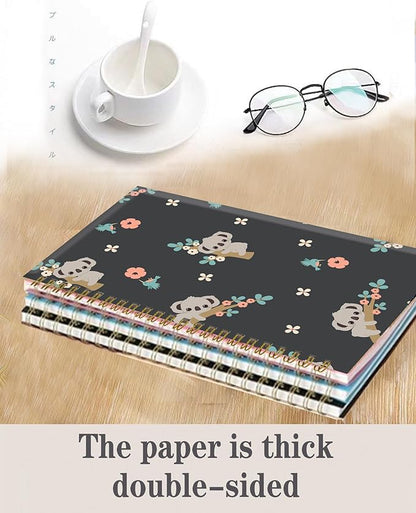 Spiral Journal Notebook,A5 Hardcover Lined Journals for Women Girl 6 x 8.3 in,120 Pages Thick Paper,Cute College Ruled Writing Notebook for Gifts Office Work School(Koala And Flowers)