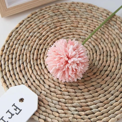 Artificial Flowers Chrysanthemum Ball Flowers Bouquet 10pcs Present for Important People Glorious Moral for Home Office Coffee House Parties and Wedding (Light Pink)