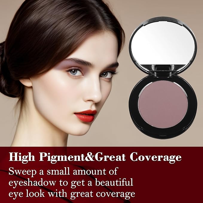 MEICOLY Mauve Eyeshadow with Mirror,Nude Brown Taupe Matte Eye Shadow Palette,Pressed Powder Single Eyeshadow for Women and Girls,Eye Makeup Eyelid Color,High Pigment,Long Wearing