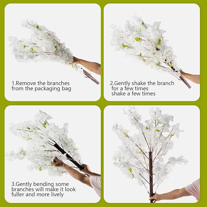 Artificial Cherry Trees Indoor Decor: Handmade Natural Fake Cherry Blossom White Tree Outdoor for Party Wedding Christmas