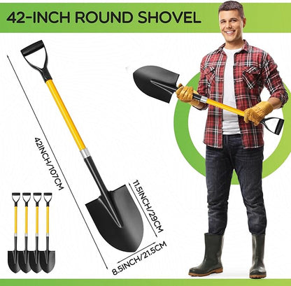 8 Packs Heavy Duty Digging Shovel Long Metal Shovel with Comfortable D Handle, Trenching Digging Spade for Garden Landscaping Construction, Snow Beach Sand (Water Drop)