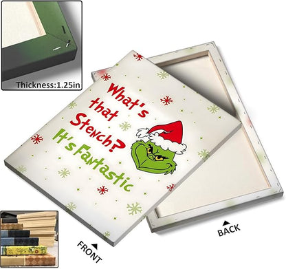 Funny Christmas Canvas Wall Art Decor - “What's That Stench? It's Fantastic” Holiday Decor - 24x30 inch Humorous Christmas Decoration for Living Room or Office - Premium Quality Canvas Print