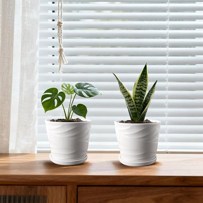 6 Inch Plant Pot,Ceramic Planter with Drainage and Saucer,Ceramic Pots for Plants,Planters for Indoor Plants,Ceramic Flower Pots(6.7 in Diameter)
