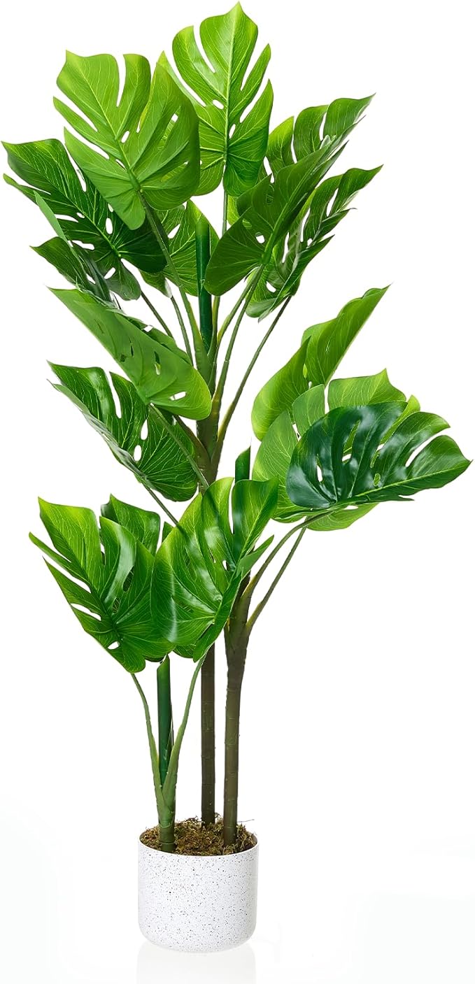 GAOMON 3.6ft Artificial Monstera Deliciosa Plants in Planter,Faux Tropical Palm Tree with 16 Leaves,Artificial Floor Plants for Indoor and Outdoor Home Porch, Garden