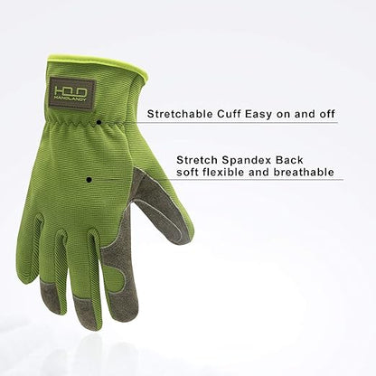 HLDD HANDLANDY 2 Pairs Leather Gardening Gloves for Men, Utility Work Gloves for Gardening, Yardwork, Construction, Mechanics, Great Garden Gifts for Men Women