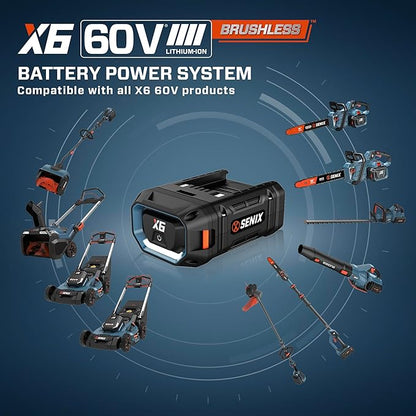 SENIX Chainsaw|60V 18" Battery Chainsaw|Brushless Electric Chainsaws|Cordless Chain Saw with 4Ah Battery & Charger|Garden Tool for Trees, Pruning, Branch Trimming, Best Gifts for Man, CSX6-M1