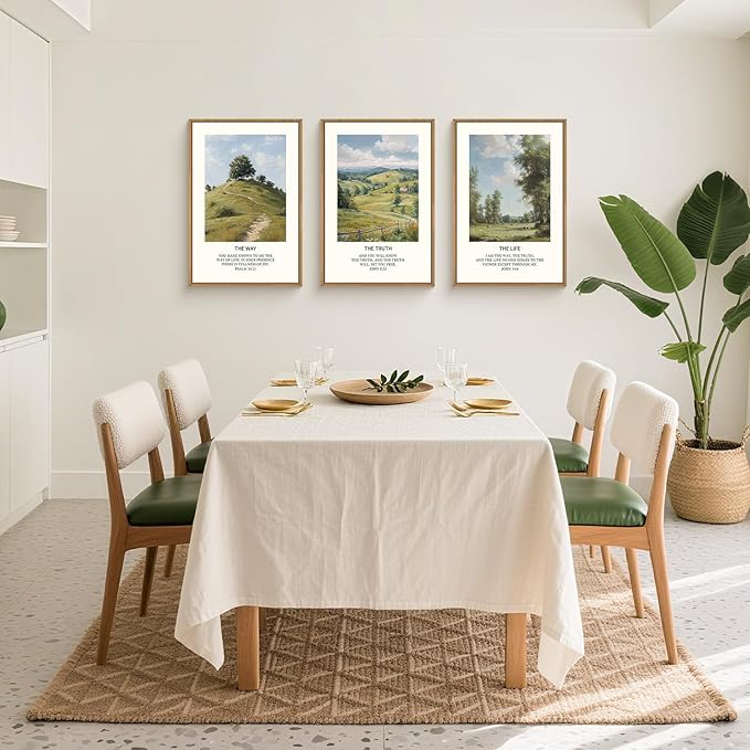 Large Christian Bible Framed Canvas Wall Art Set,Jesus Verse Vintage Wall Decor,Nature Scripture Landspaces Art Prints,Religious Artwork for Living Room,Dining Room,Farmhouse-16 x24 x3