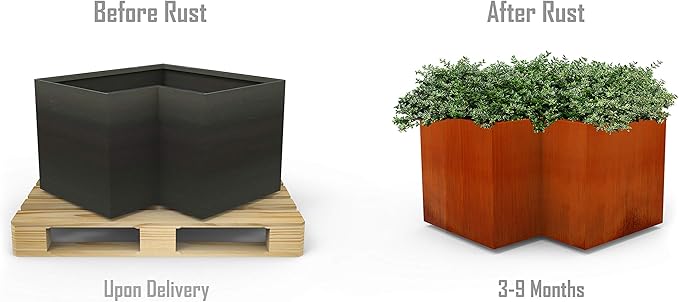 Plantercraft Corten Steel Planter | 30x18 Large Rectangular Planters for Outdoor Plants | Weathering Steel Large Outdoor Planter Box for Patio & Garden | Heavy Duty Metal Planter Rectangle