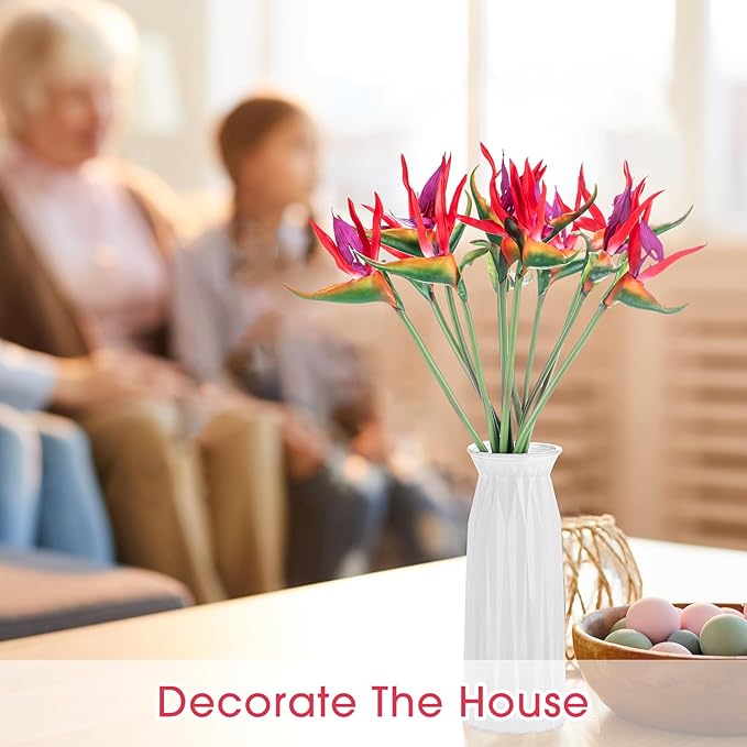 Hanaive 12 Pcs Bird of Paradise Artificial Plant 24 Inches Hawaiian Tropical Flowers Fake Rubber Strelitzia Faux Flowers Bouquet for Home Garden Office Wedding Indoor Outside Party Decor DIY (Pink)