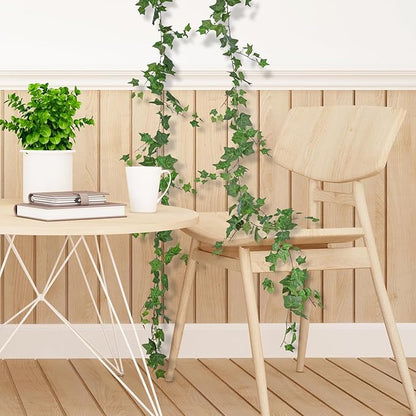 2 Strands Artificial Ivy Vines Garland, Fake Vines for Bedroom with Silk Green Leaves Faux Ivy Garland Greenery, Christmas Home Classroom Decor Garden Wedding Party Wall Aesthetic