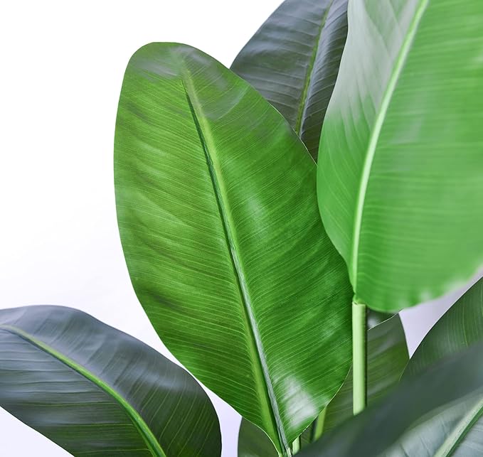 2Packs 5FT Artificial Bird of Paradise Plant,Faux Palm Tree Potted Plant with Real Touch Leaves,Fake Trees for Home Living Room Office Indoor Outdoor Decor(5 FT-2Packs)