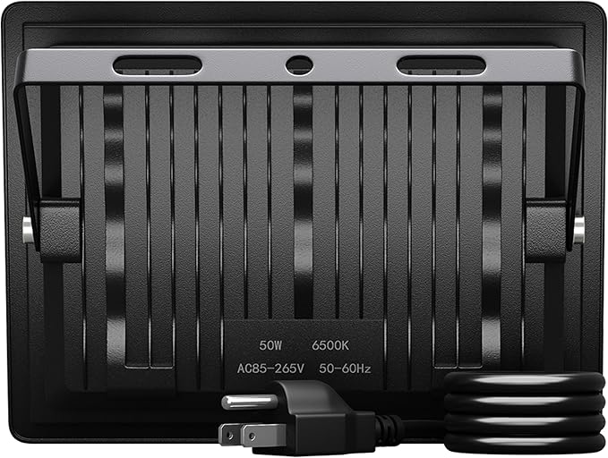 XXBSAZ 50W LED Flood Light Outdoor, Plug-in & Hardwired Security Light, IP66 Waterproof 6500K Daylight for Porch, Shed & Small Outdoor Areas (2 Pack)