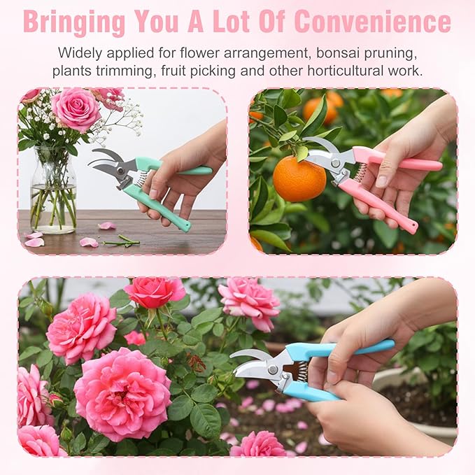 8 Pcs Garden Shears Pruning Scissors Clippers Sharp Hand Pruners for Gardening Tools Cutting Flowers Trimming Plants Bonsai Fruits Picking, 4 Bypass Blade and 4 Straight Blade