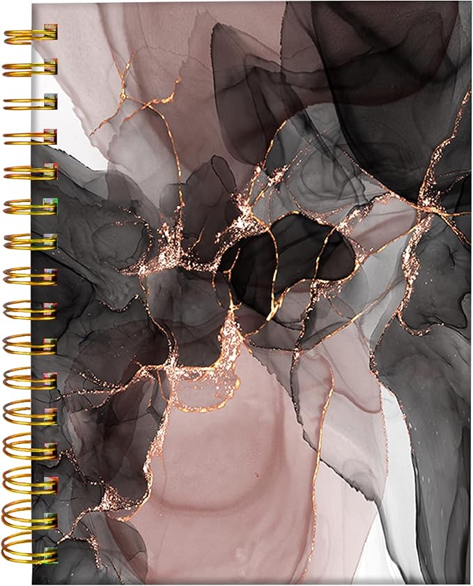 iampanda Spiral Journal Notebook,Strong TwinWire Binding with Premium Paper for Girl Women,Luxury Gold Marble 60 Sheets A5 College Ruled NotebookJournal,Perfect for School Office Home Gifts,Pink