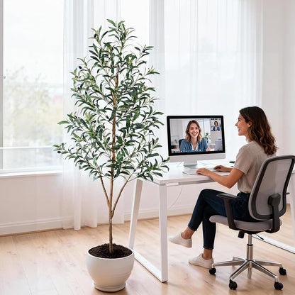 Tall Faux Olives Trees Large Artificial Olive Tree Indoor Outdoor Realistic Floor Plant Fake Flowers Plants for House Home Living Room Bedroom Office Front Porch Modern Farmhouse Boho Decor