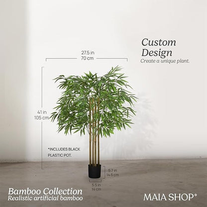 Maia Shop 3ft 5in Artificial Bamboo Tree Plant for House, Apartment or Office – Realistic Fake Indoor Plants for Living Room, Bedroom, Bathroom, Entryway or Patio – Faux Greenery for Home Décor