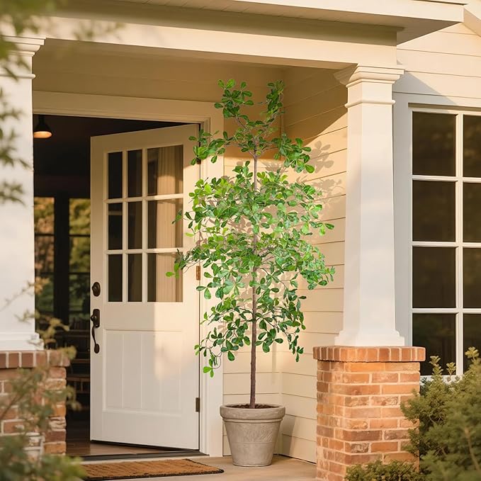 Artificial Black Olive Tree, 7FT Tall Big Leaf Faux Shady Lady Tree with Potted, Fake Olive Tree for Home Decor Indoor