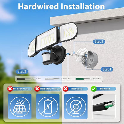 150W Motion Sensor Lights Outdoor for Outside, 15000LM LED Flood Lights Outdoor Wired Dusk to Dawn, Exterior Security Floodlight Fixture Waterproof IP65, Outdoor Lighting for House, Garage