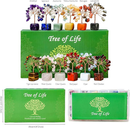 Runyangshi 12pcs Crystal Tree of Life Set for Living Room Bedroom Office Desk Home Decoration Natural Crystals and Healing Gemstones Bring Good Luck Feng Shui Energy Protection Gift for Mom and Woman