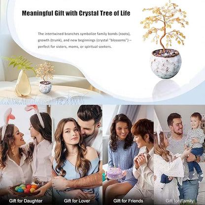 Runyangshi Citrine Crystal Tree of Life - 8" Large Natural Chakra Healing Crystal Tree, Bringing Money, Good Luck, Positive Energy for Home Decor, Feng Shui Gifts, Office Desk Ornament