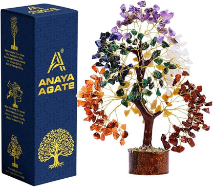 7 Chakra Tree of Life Crystal Healing Money Tree for Home Living Decor, Office Desk Decor, Handmade Feng Shui Bonsai for Energy, Wealth & Good Luck, Birthday Gifts for Men, Women, Mom