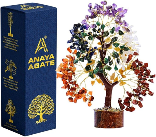 7 Chakra Tree of Life Crystal Healing Money Tree for Home Living Decor, Office Desk Decor, Handmade Feng Shui Bonsai for Energy, Wealth & Good Luck, Birthday Gifts for Men, Women, Mom