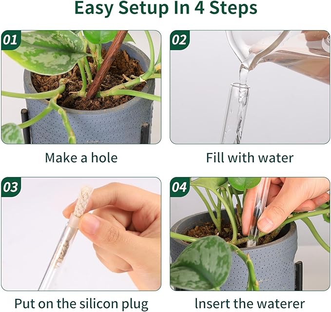 6.4 oz Medium Plant Self Watering Globes, Light Iridescent Glass Water Bulb for Indoor Plants Vacation Use, Automatic Plant Waterer, Watering Spikes Stakes, Perfect Gardening Gifts, 2 Pack