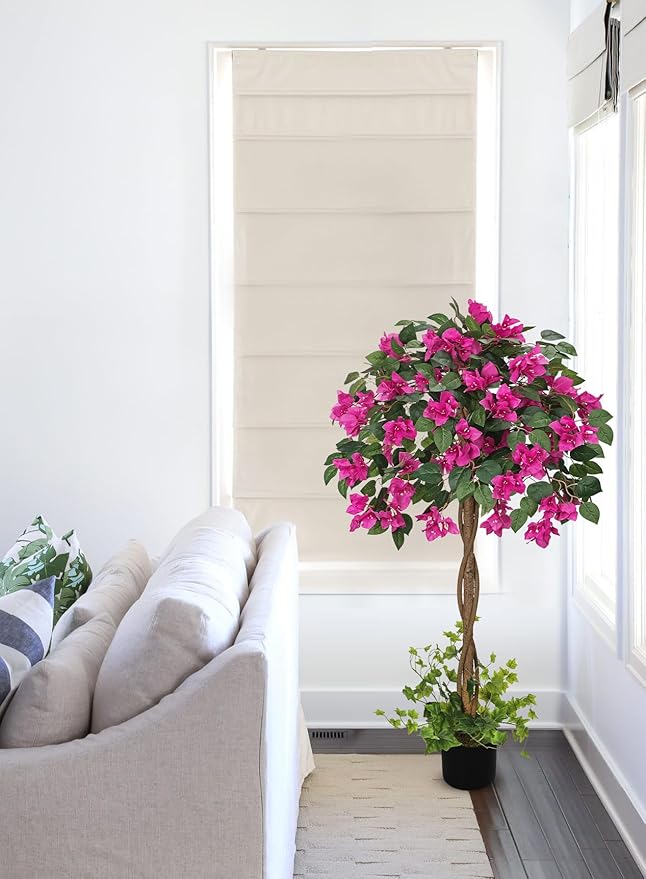 Briful 3.94FT Artificial Bougainvillea Tree in Pot – Faux Silk Bougainvillea Floral Tree Decorative Pink Fake Trees for Home Office Living Room Indoor Outdoor Décor