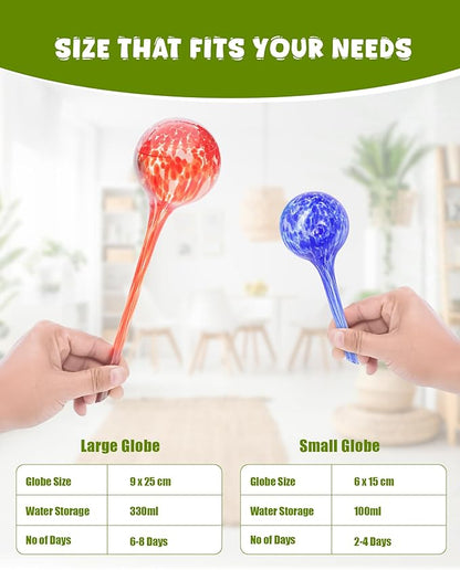 Iridescent Self Watering Globes, Glass Rainbow Plant Watering Globes, Self Watering Planter Insert, Automatic Plant Waterer Indoor (Large-4 Pcs Multi-Color)