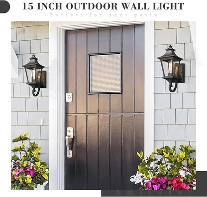 Emliviar Modern Outdoor Porch Light, 1-Light Exterior Wall Sconce with Clear Glass Shade, Black Finish, XE292UB BK