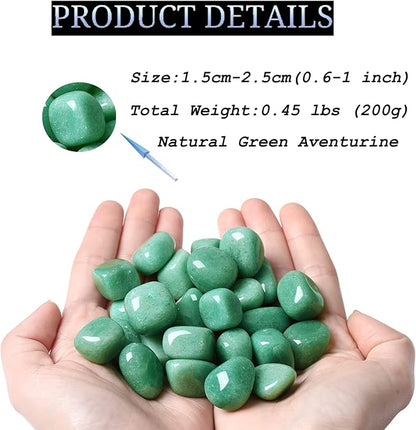 DUQGUHO Green Aventurine Healing Crystals Stones Set Natural Bulk Crystals Tumbled Polished Irregular Crystal Stones Bulk Rocks 0.45 lbs