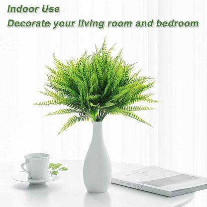 8 Pcs Fake Fern Outdoors - Ferns Artificial Plants for Outdoor Ferns Lifelike Boston Faux Fern Stems Indoor UV Resistant Outdoor Plants Artificial for Porch Greenery Decor
