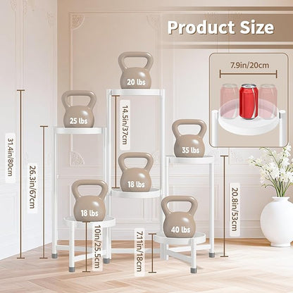 LASZOLA 6 Tiered Folding Tall Plant Stand Indoor for Multiple Large Planter, Heavy Duty Metal Adjustable Flower Rack for Narrow Corner, Sturdy Vertical Spiral Shelving Holder for Modern House, White
