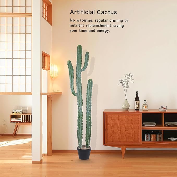 Artificial Cactus Potted Plant 59 Inch Faux Desert Cacti Fake Big Cactus Plant for Home Garden Office Indoor Outdoor Decoration