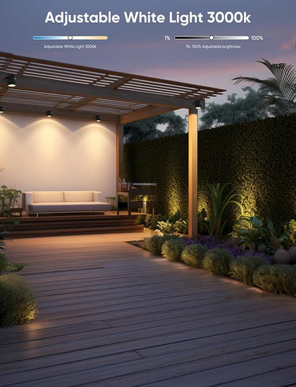 APPECK Low Voltage Landscape Lights, Smart RGBW Color Changing Landscape Lighting with APP Control, IP65 Waterproof Outdoor Spotlights for Garden Yard Outside Decoration, 8 Pack