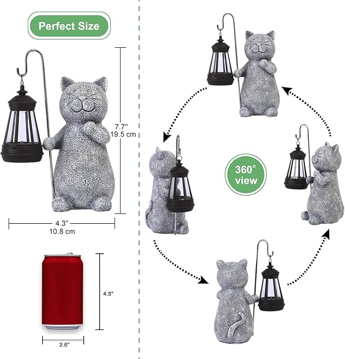 Qeeman Garden Decor Statues: Mothers Day Birthday for Mom Grandma Women Sister Wife Lady Lover - Front Patio Balcony Yard Art Lawn Ornaments Porch Outdoor Outside Decorations (Cat)