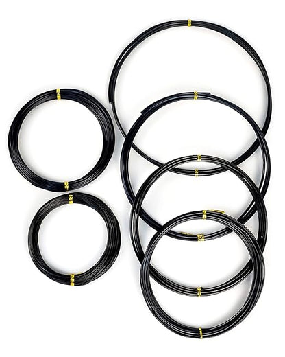 6Pcs Bonsai Wire, 6 Sizes of 1mm, 1.5mm, 2mm, 2.5mm, 3mm, 4mm Black Aluminum Wire, Total 152 Feet Bonsai Tool Kitfor Bonzai Trees Indoor