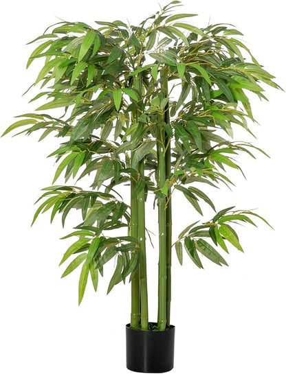 HOMCOM 4.5FT Artificial Bamboo Tree, Decorative Faux Plant in Nursery Pot for Indoor or Decor