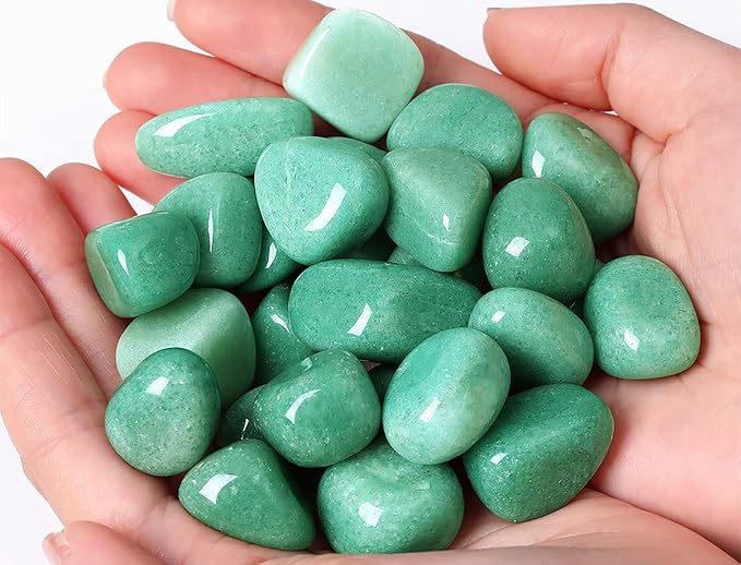 QINJIEJIE 0.9 LBS Green Aventurine Polished Stones Tumbled Crystals Bulk Gemstones 0.6-1" Irregular Stone Natural Reiki Healing Crystal for Plants Vase Filler Decoration Energy Beginners Gifts